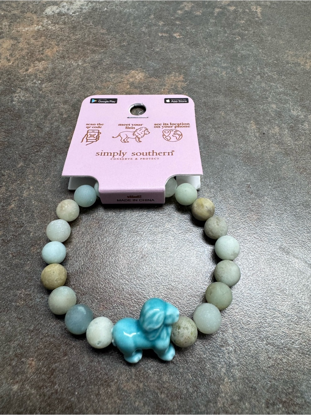 Simply Southern conservation stretch bracelet with molded Lion Charm